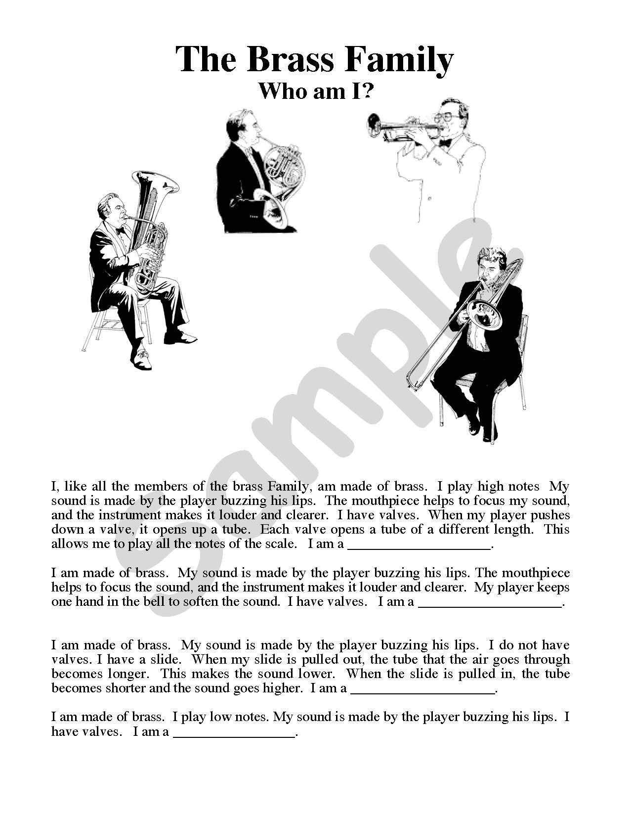 Sample page: A page explaining the Brass Family