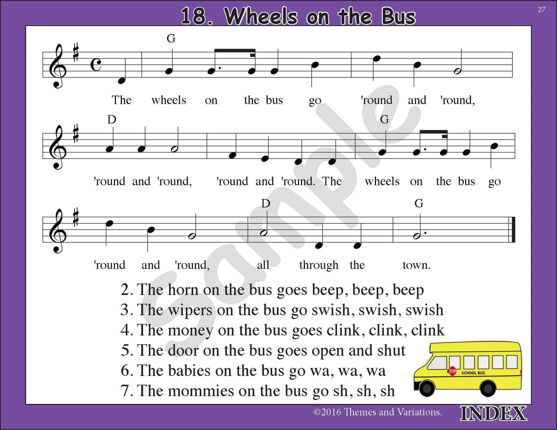 Action Songs Children Love Volume 1 Projectable Wheels on the Bus