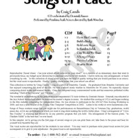 Sample page: The table of contents for Songs of Peace