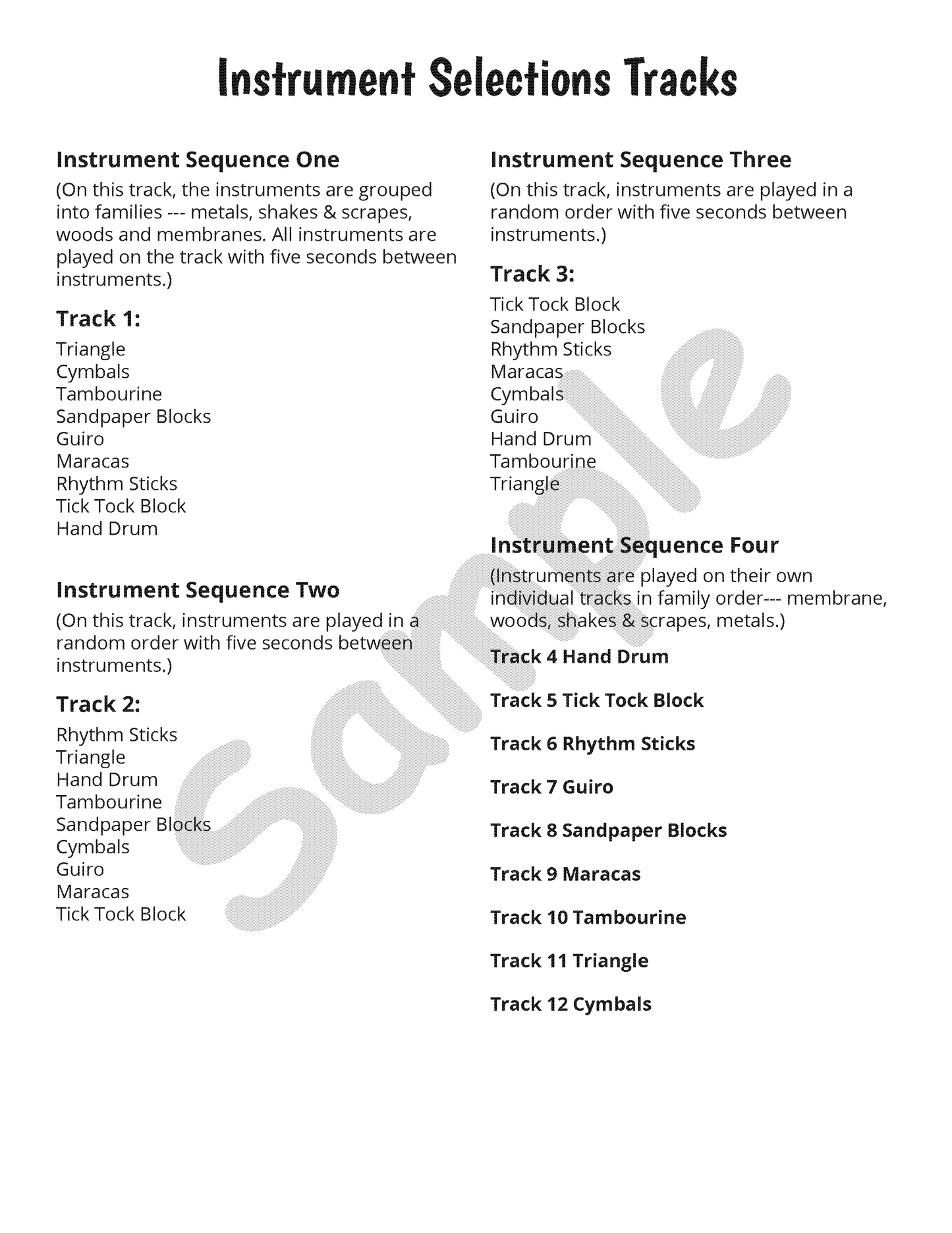 Classroom Instrument Bingo