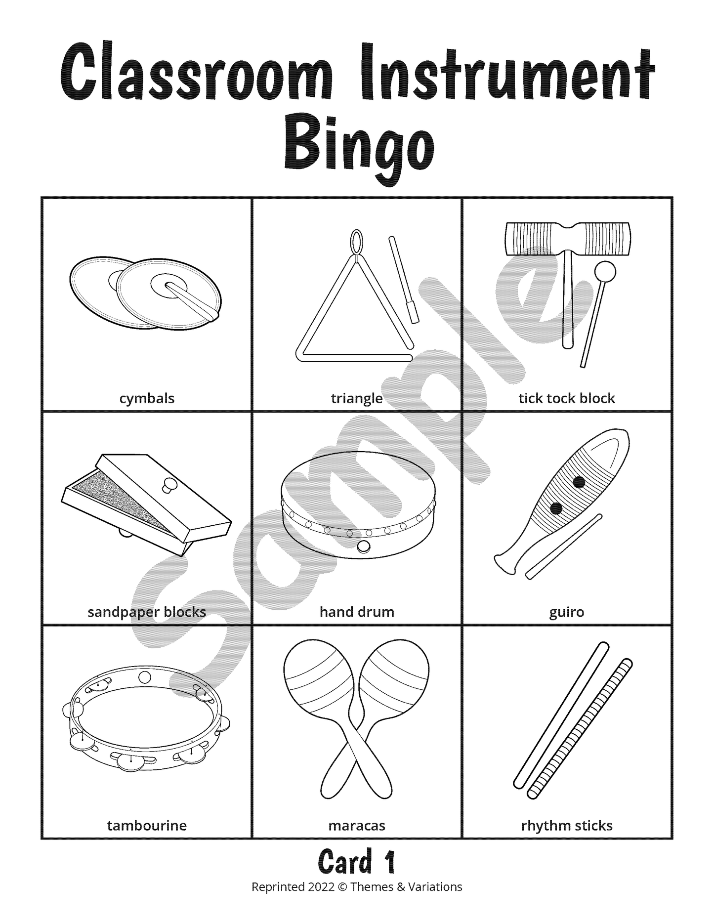 Classroom Instrument Bingo