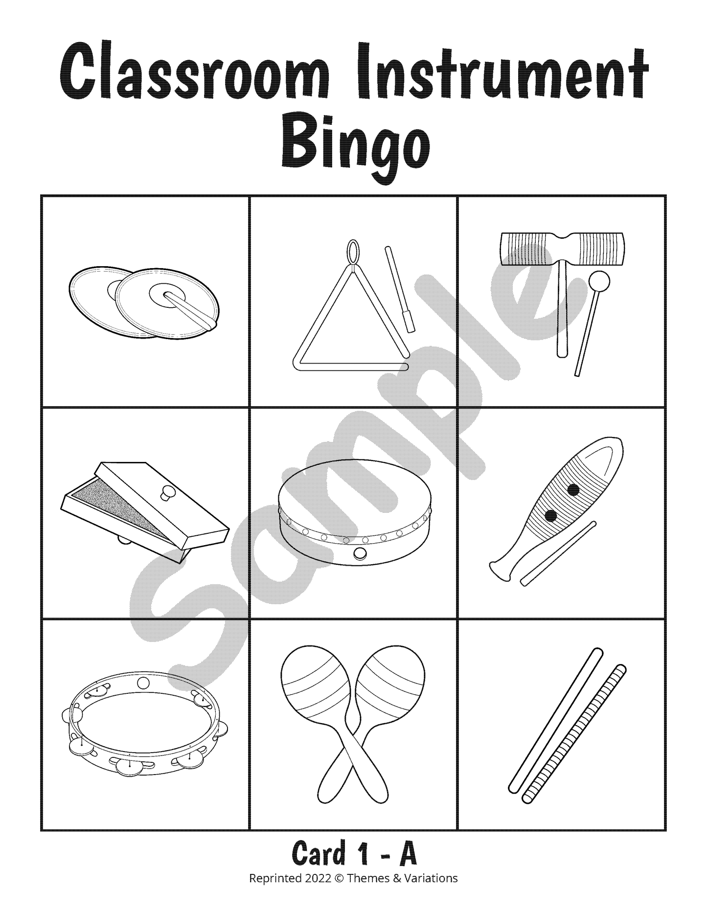 Classroom Instrument Bingo