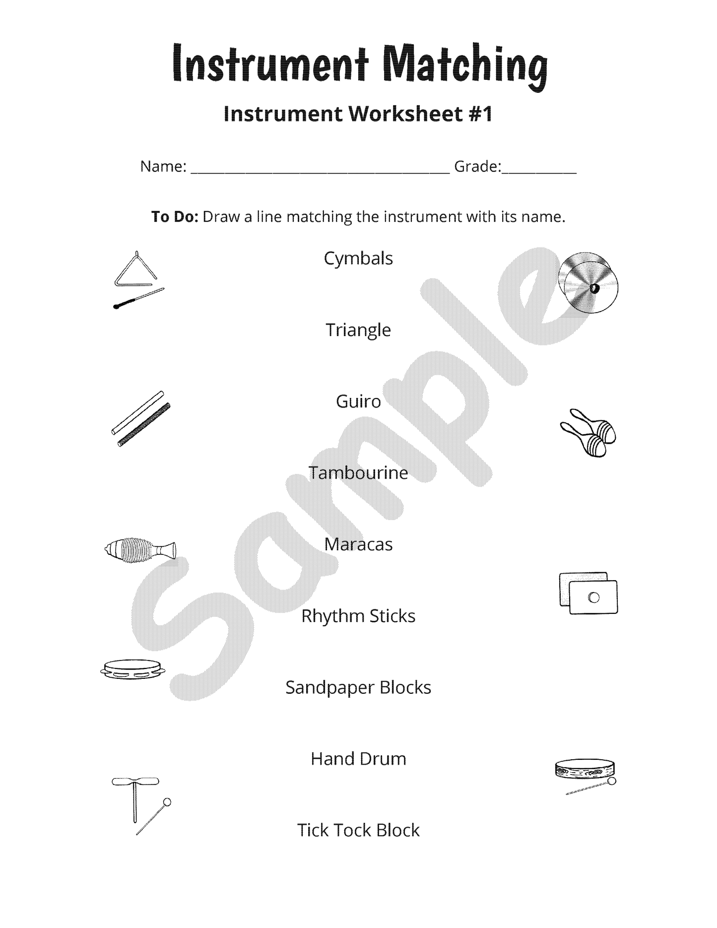 Classroom Instrument Bingo