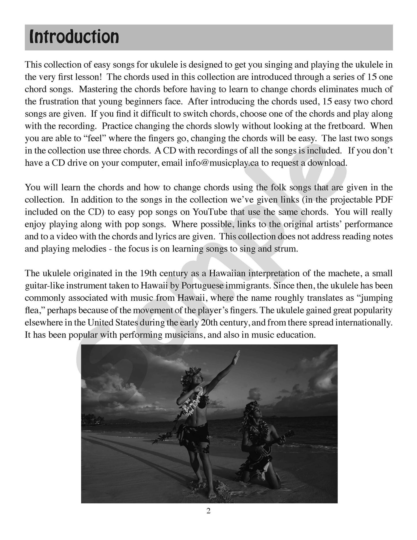Sample page: The introduction to Easy Ukulele Songs Student Book