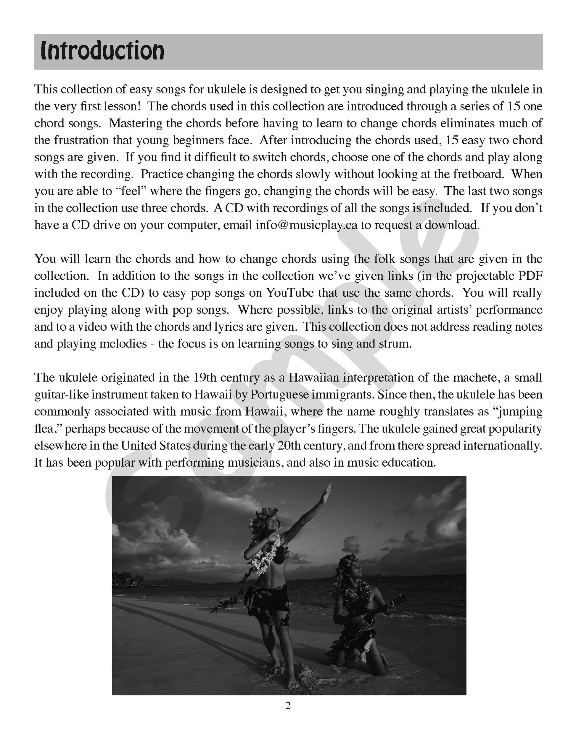 Sample page: The introduction to Easy Ukulele Songs Student Book
