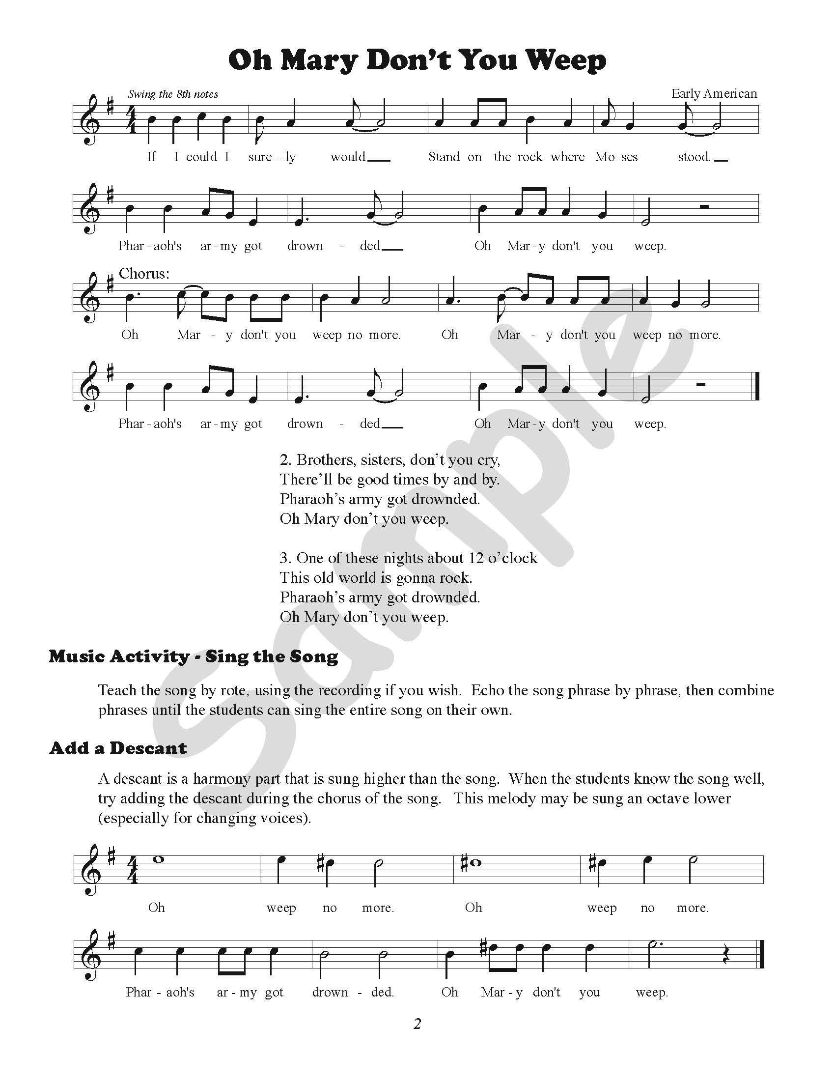 From Folk to Pop Book Song Sample Page