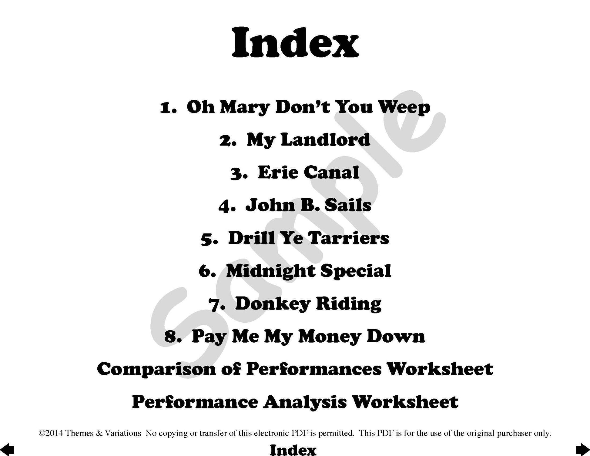 From Folk to Pop Projectable Index Sample Page