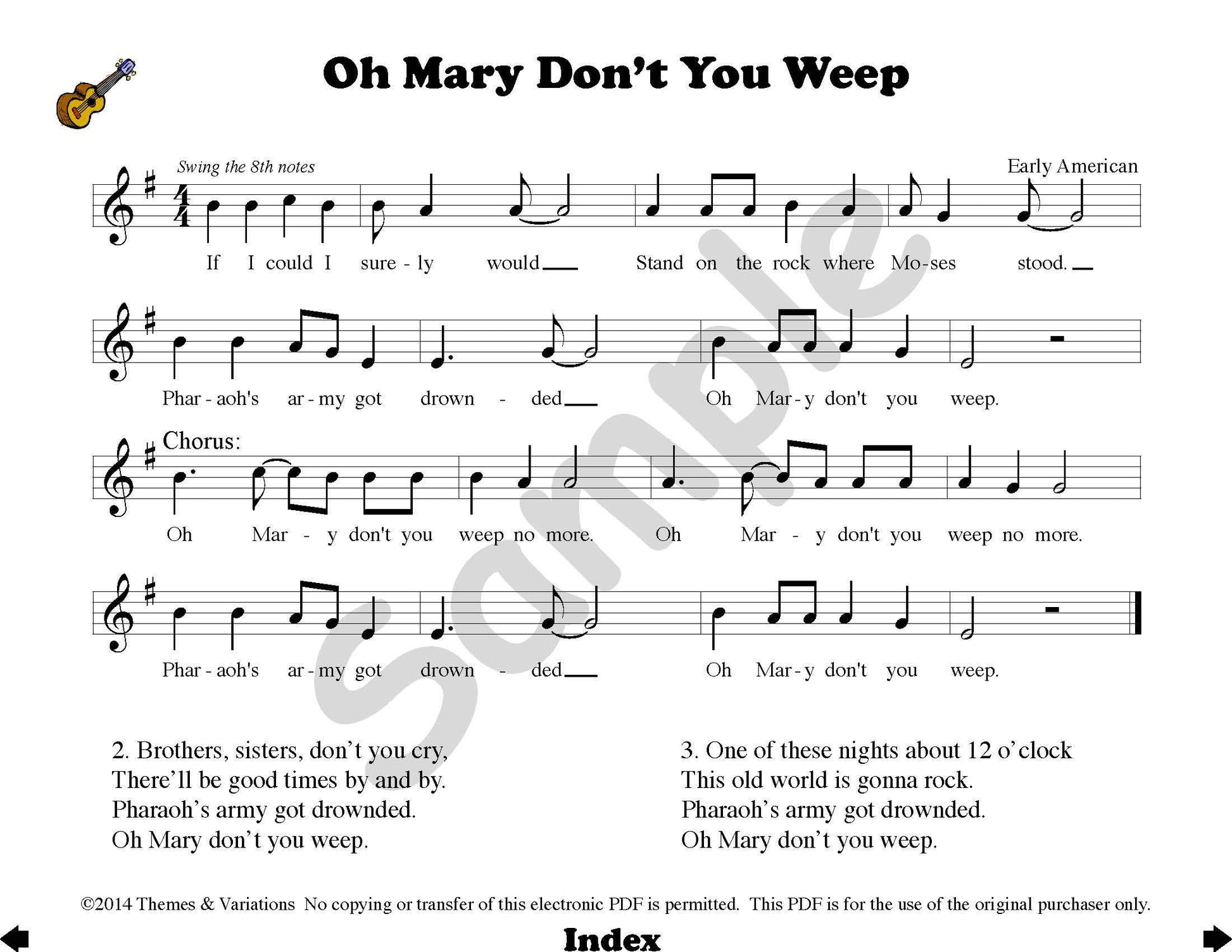 From Folk to Pop Projectable Song Sample Page