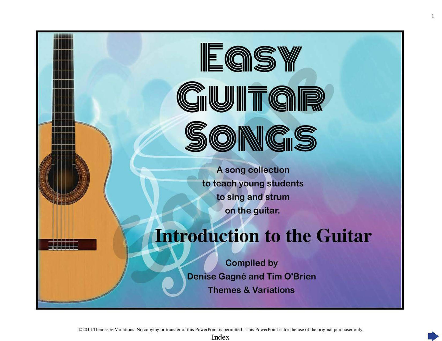 Sample slide: the cover of History of the Guitar