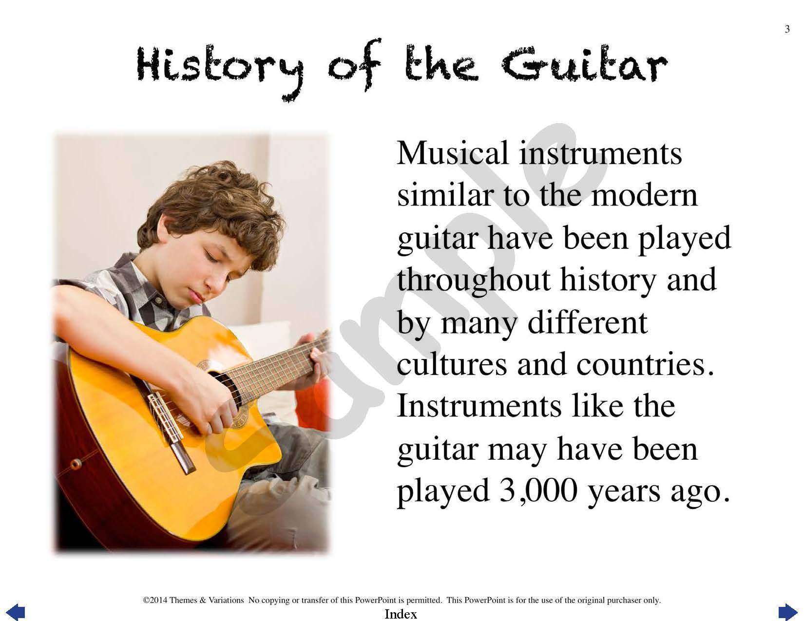 Sample slide: The first slide in History of the Guitar