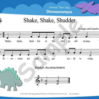 Sample slide: The sheet music for "Dinosaurumpus"