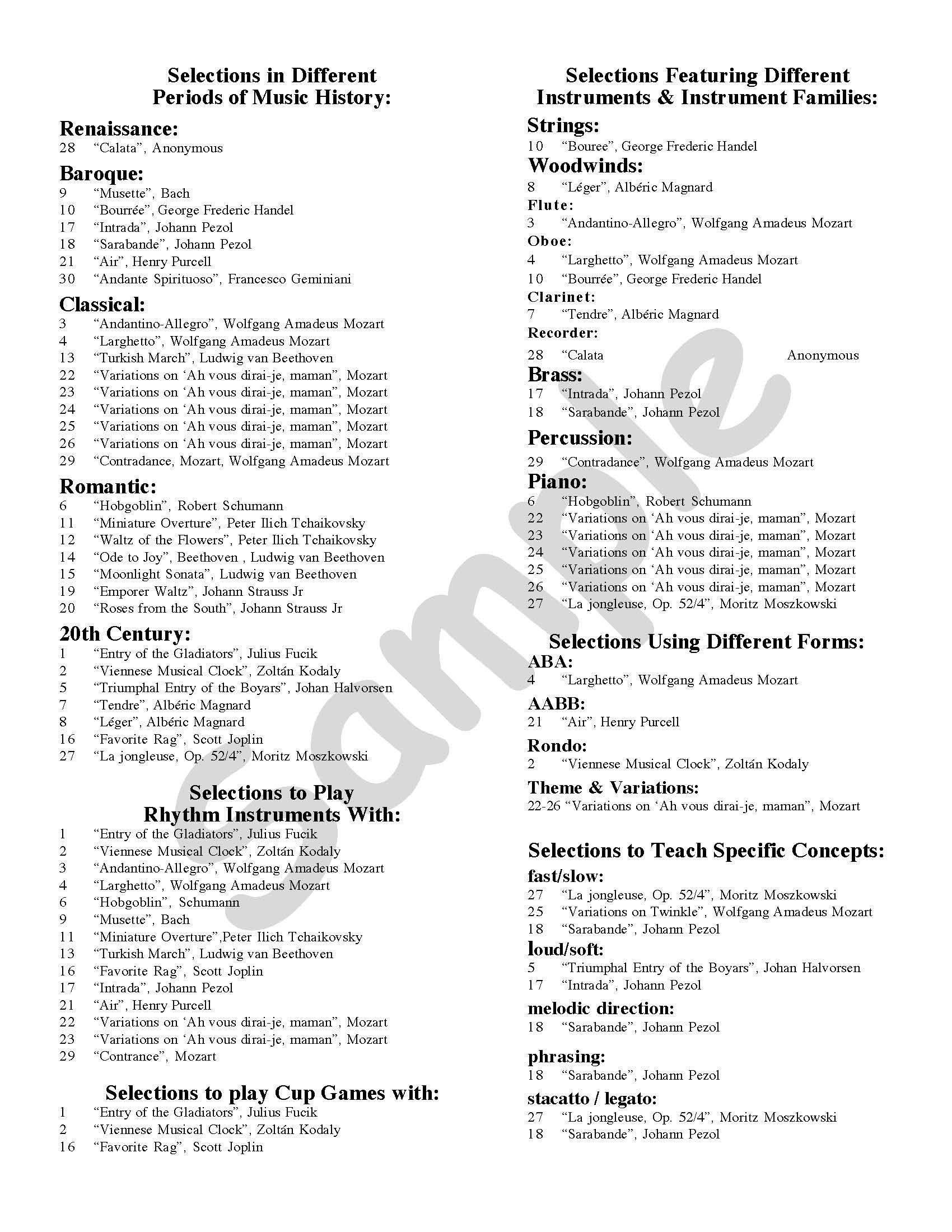 Listening Resource Kit Level 3 Book Song Index
