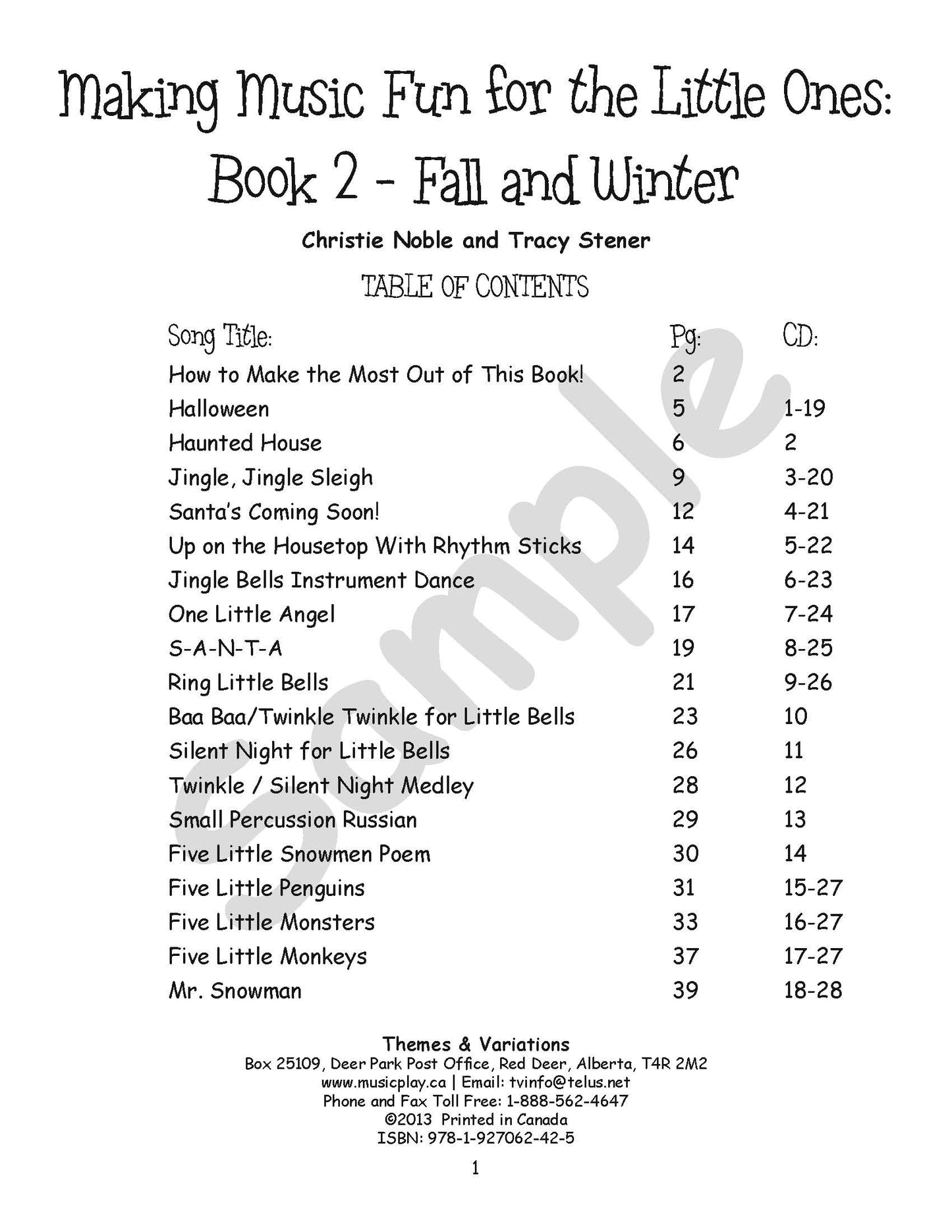 Fall and Winter Songs - Book 2