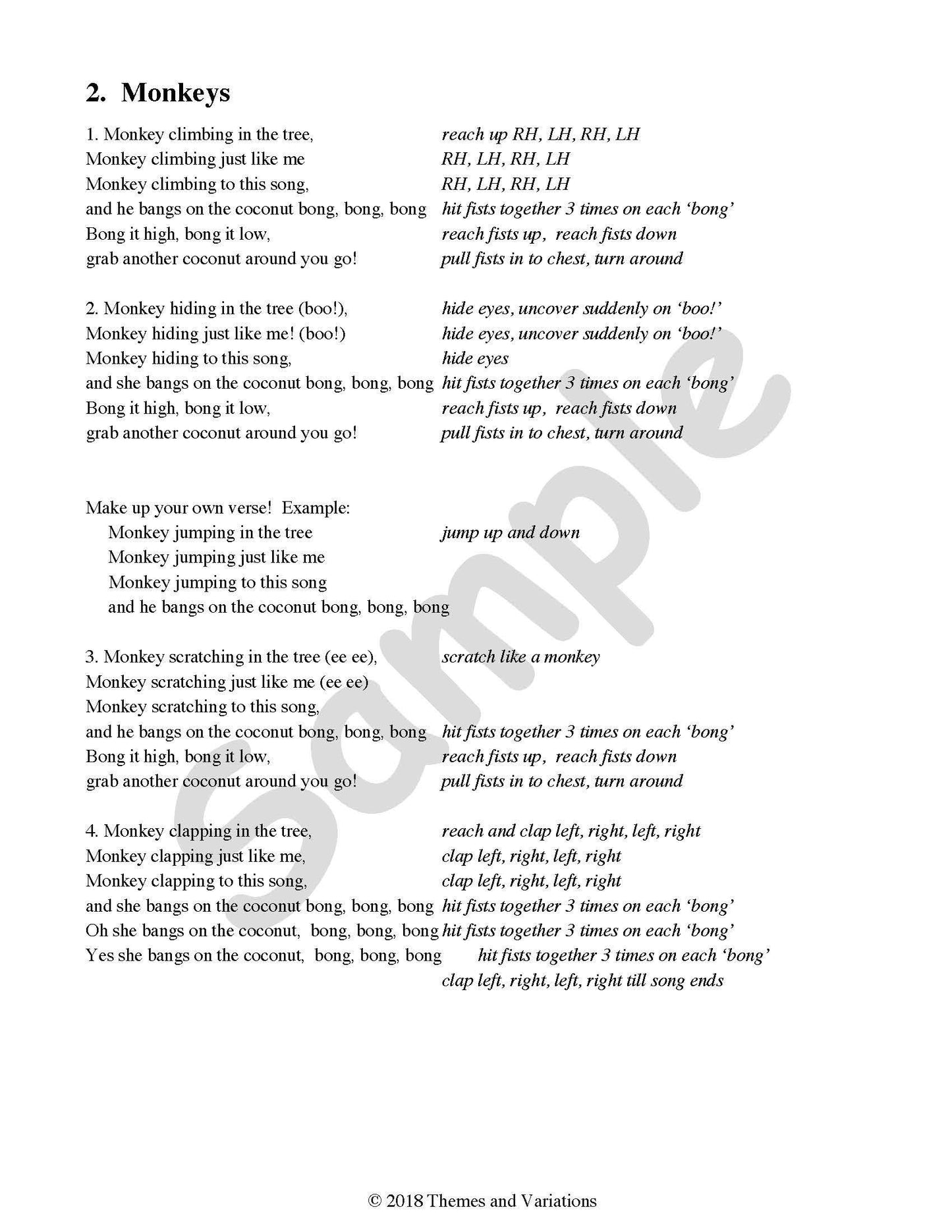 Movement Songs Children Love Book Monkeys