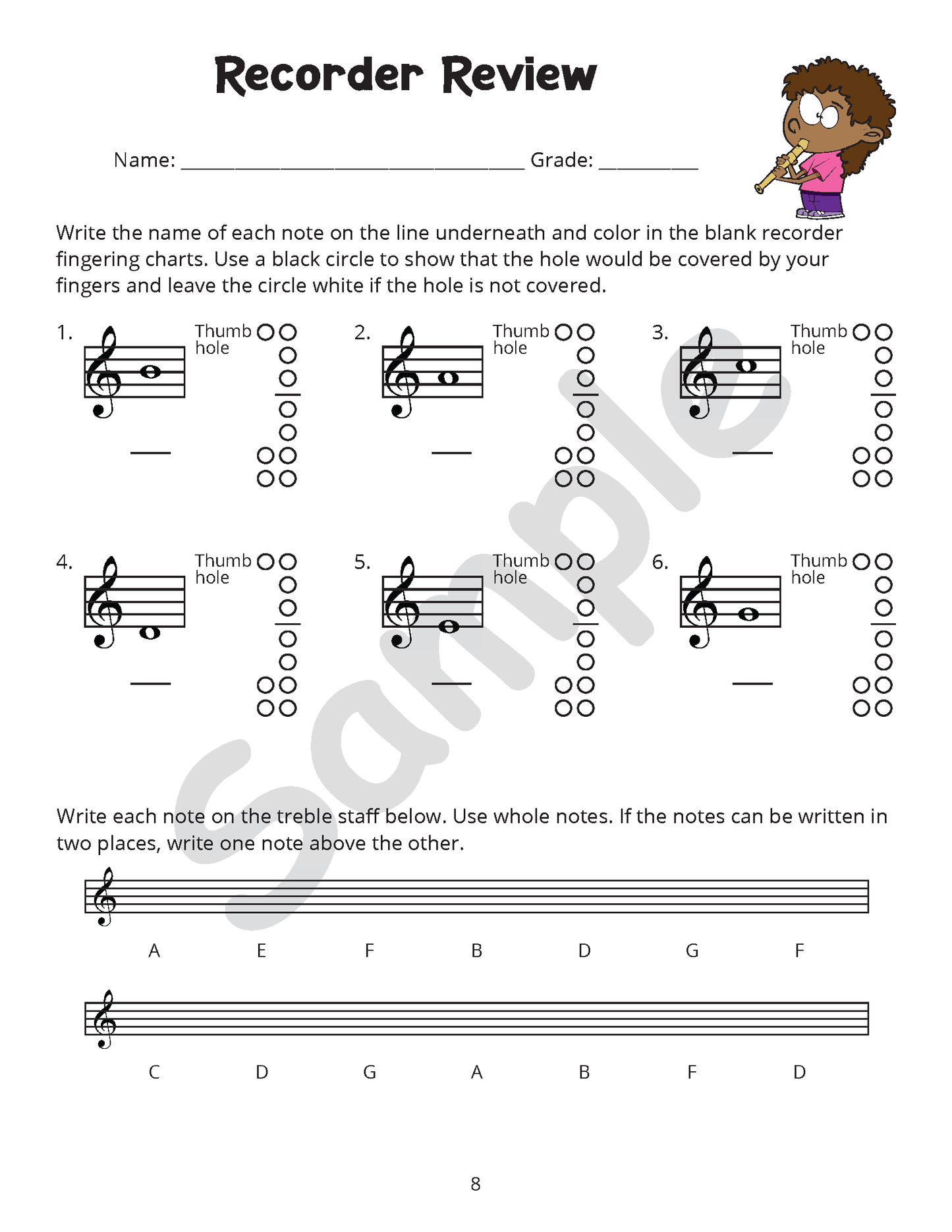 Recorder Fingering Posters