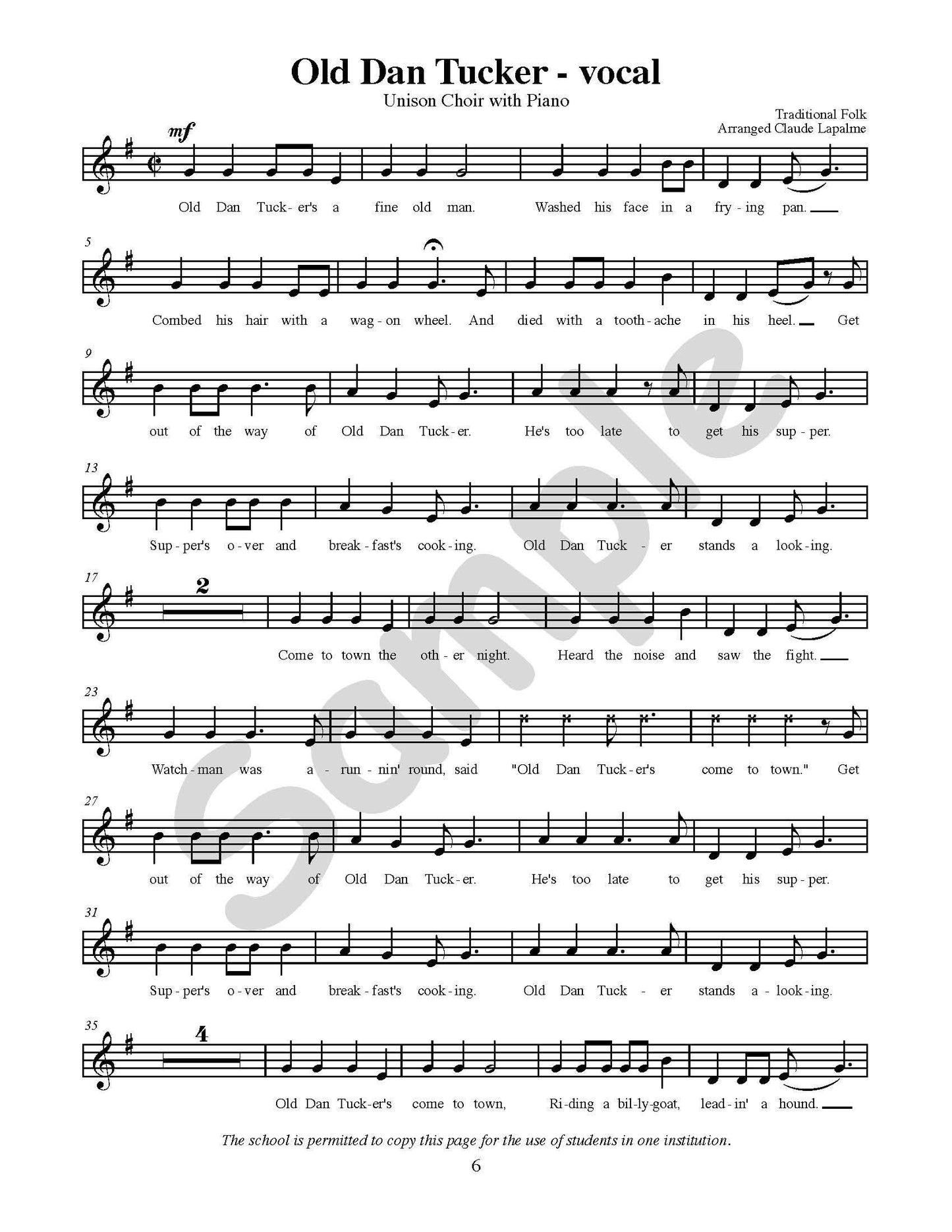 Old Dan Tucker Single Song Kit Download