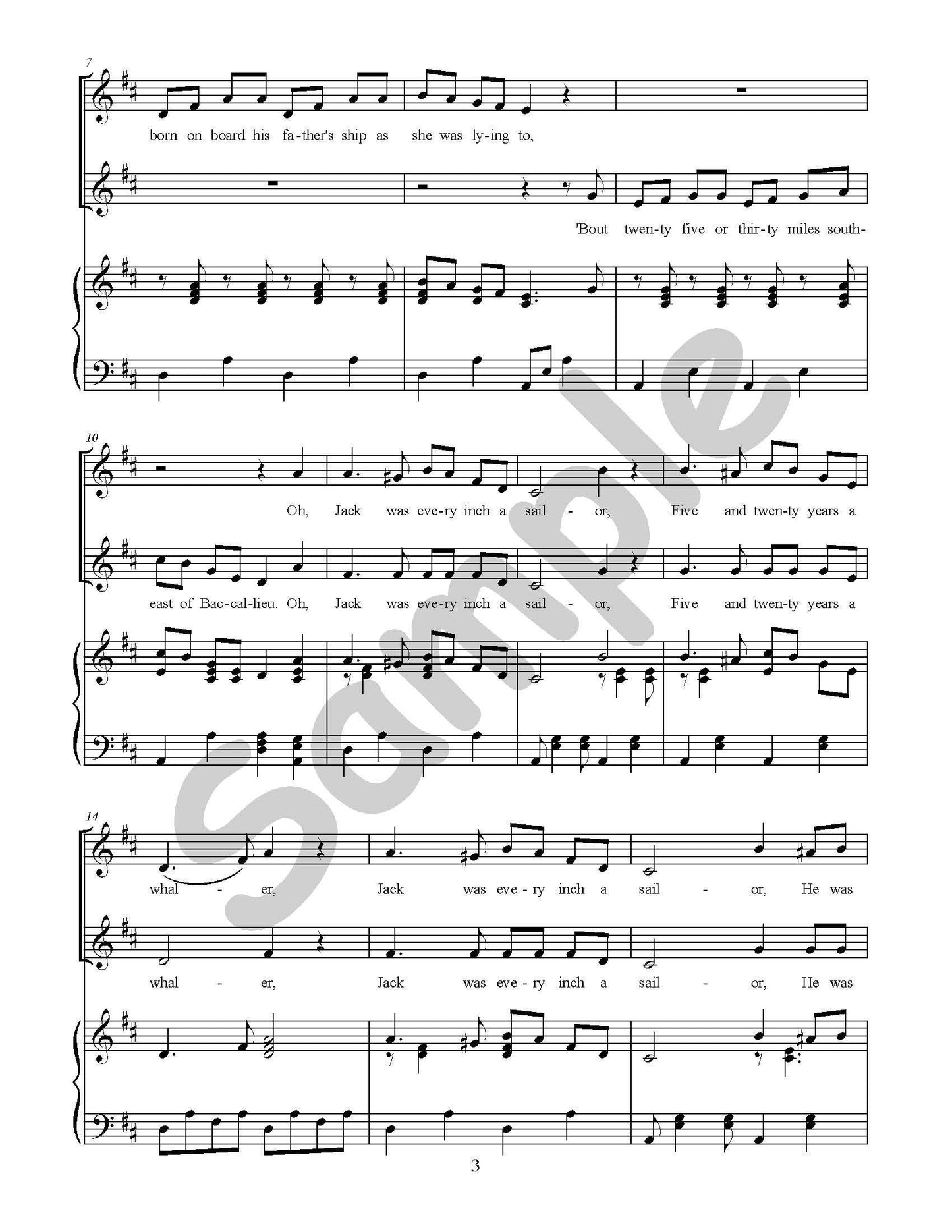 Jack Was Every Inch A Sailor Single Song Kit Download