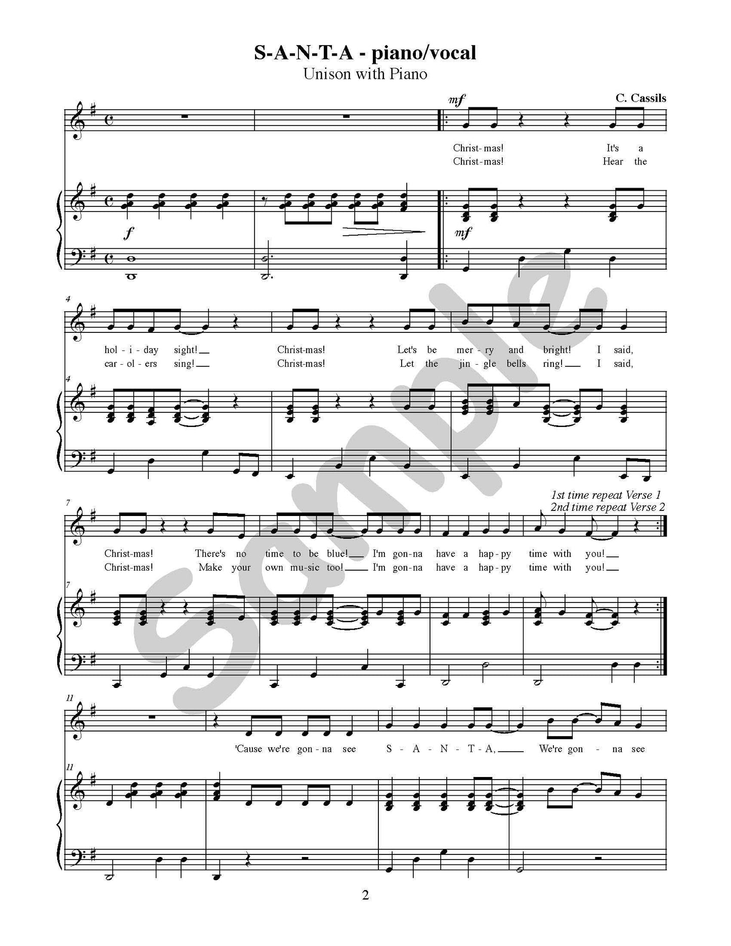 S-A-N-T-A Single Song Kit Download