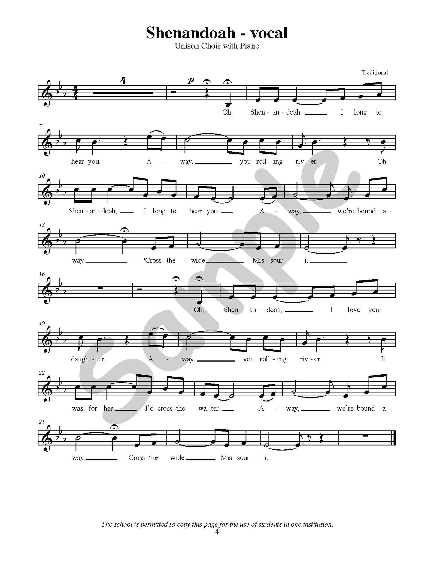 Shenandoah Single Song Kit Download