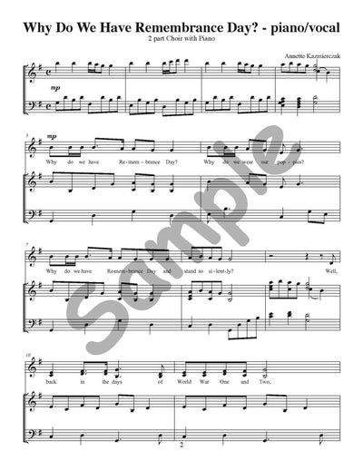 Why Do We Have Remembrance Day? Single Song Kit Download