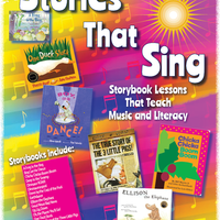 Book cover: a multi-coloured background with pictures of different storybooks cascading down