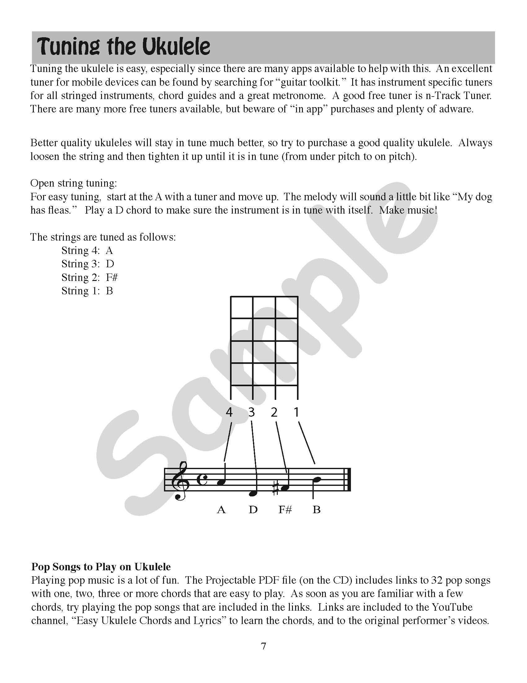Sample page: A guide to tuning the ukulele