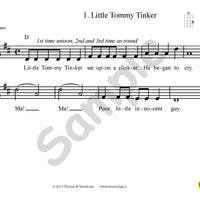 Sample slide: The sheet music and lyrics for "Little Tommy Tinker"