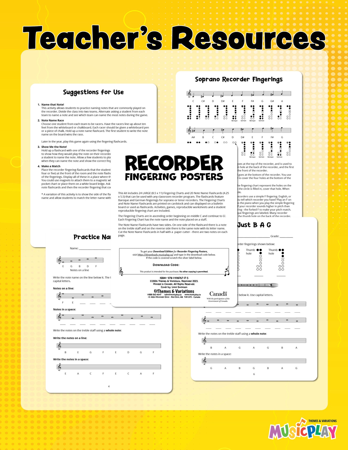 Recorder Fingering Posters