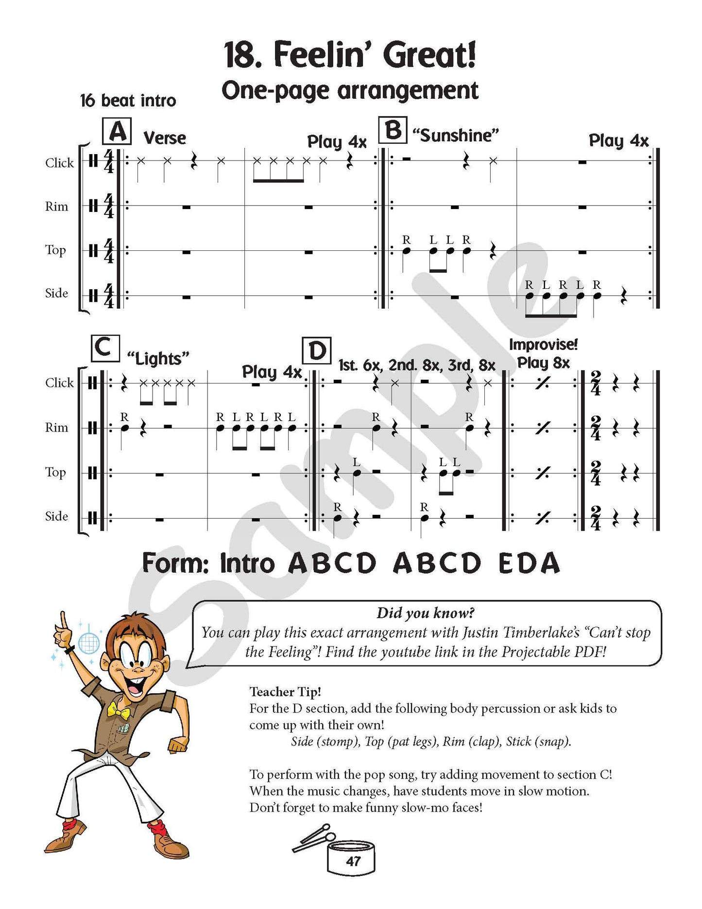 Sample page: The sheet music for "Feelin' Great!"