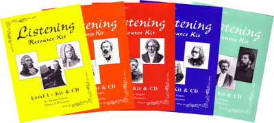 Book cover: All of the Listening Kit books, arranged in a row