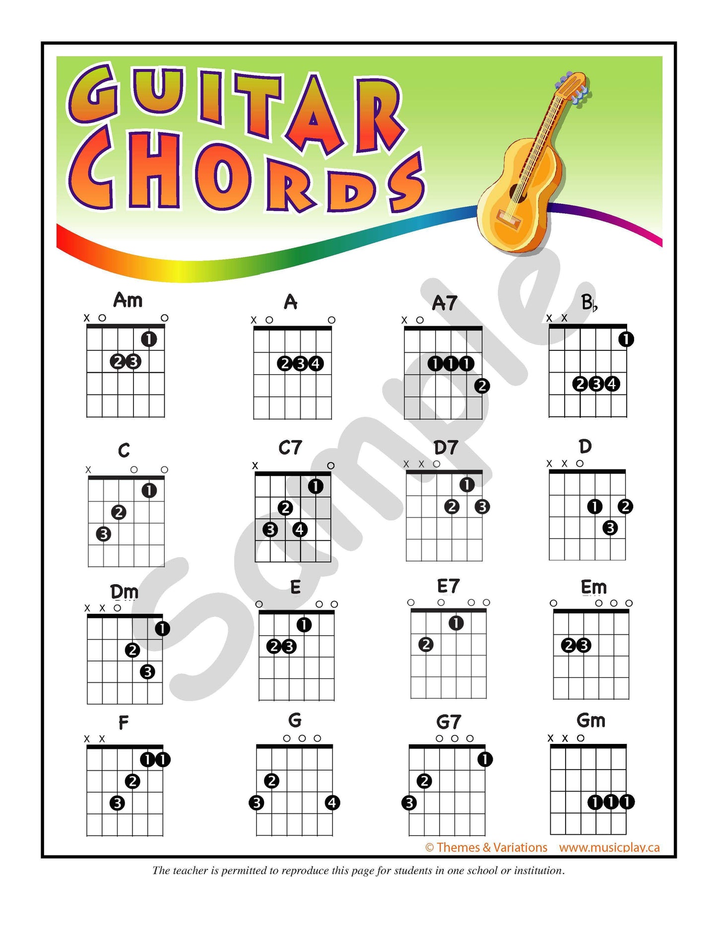 Sample page: A sheet of guitar chords