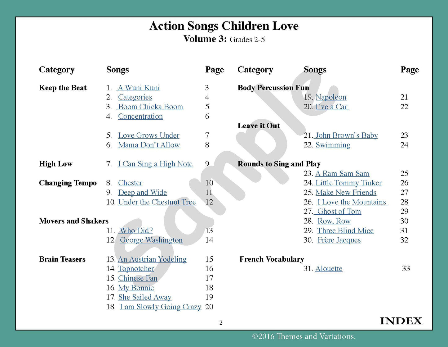 Action Songs Children Love Volume 3