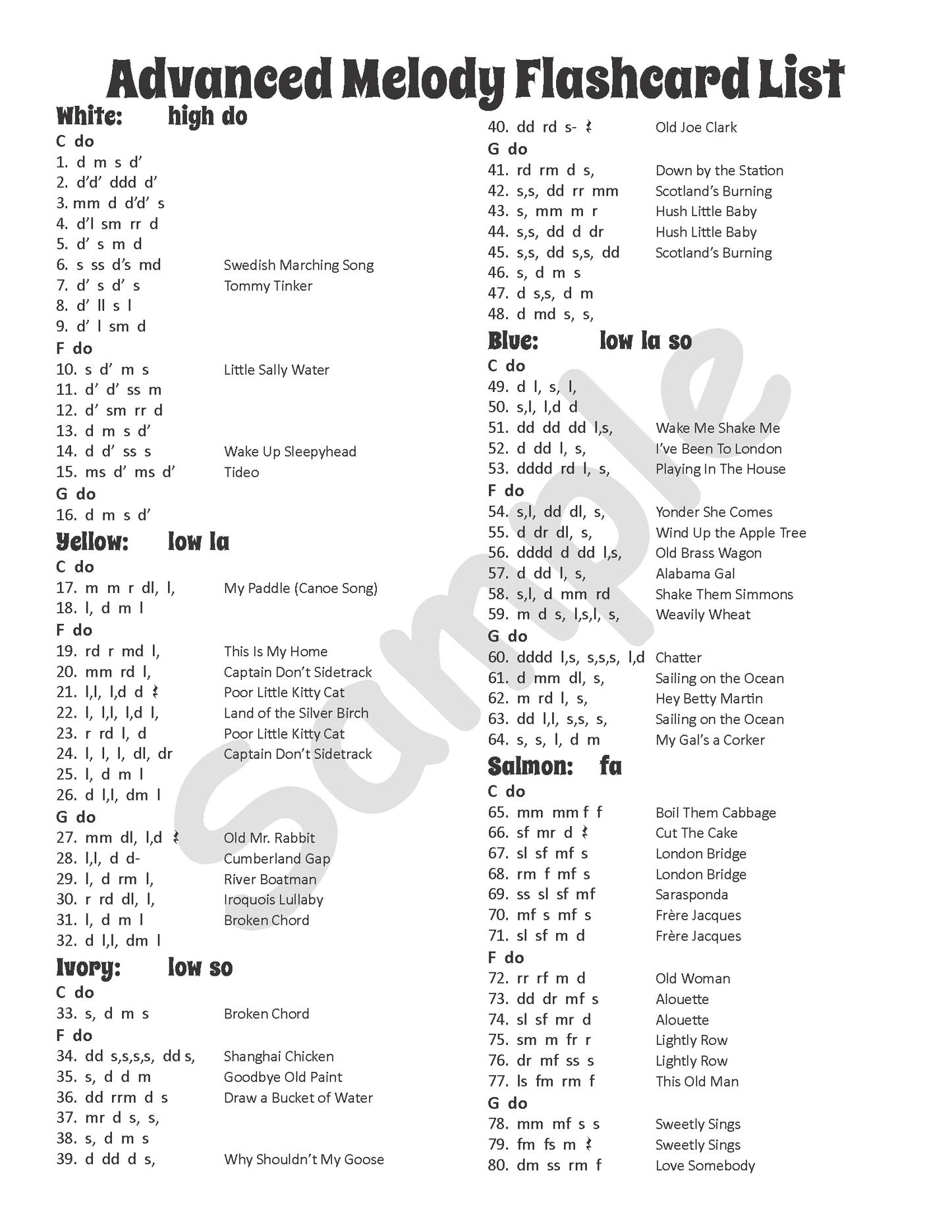 Advanced Melody Flashcards