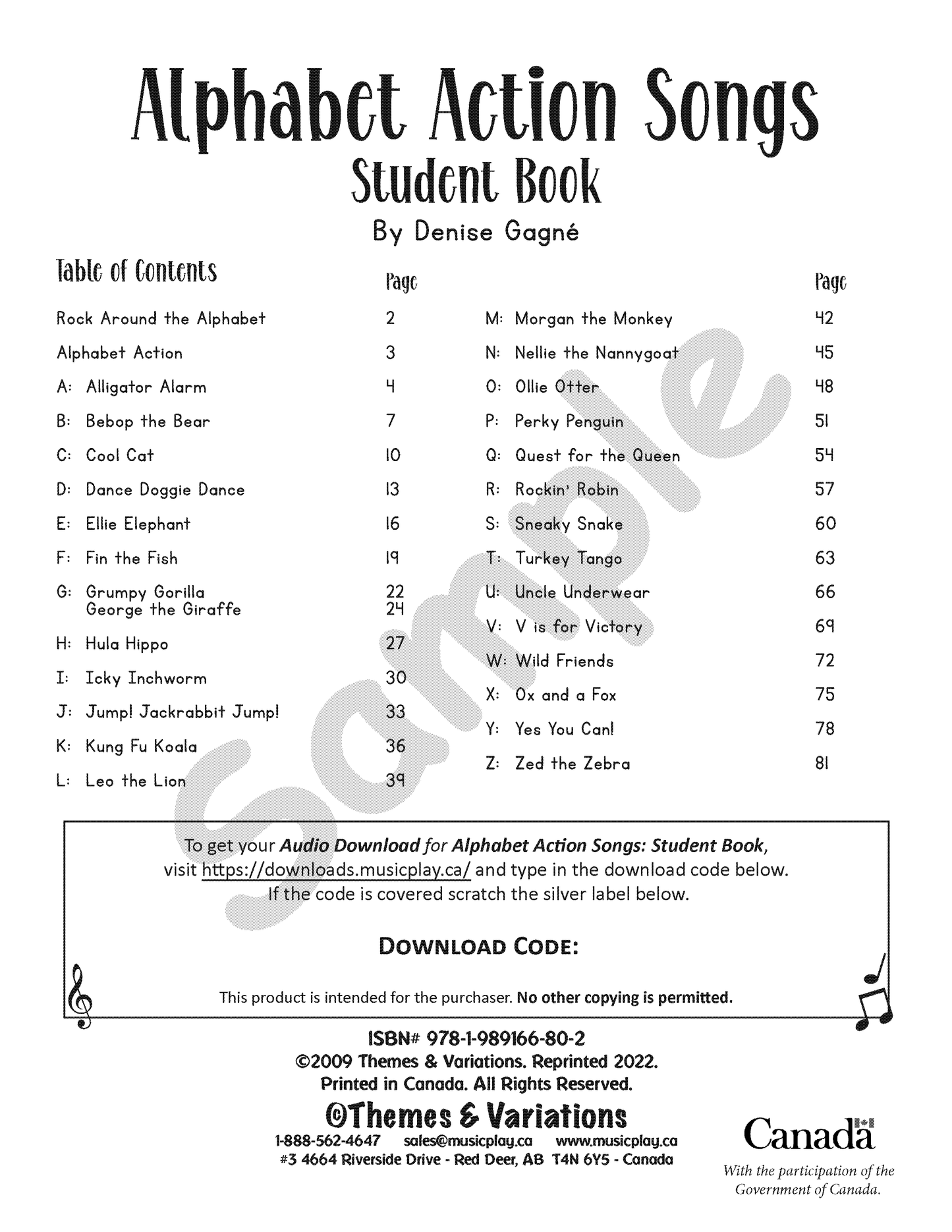 Alphabet Action Songs Student Book