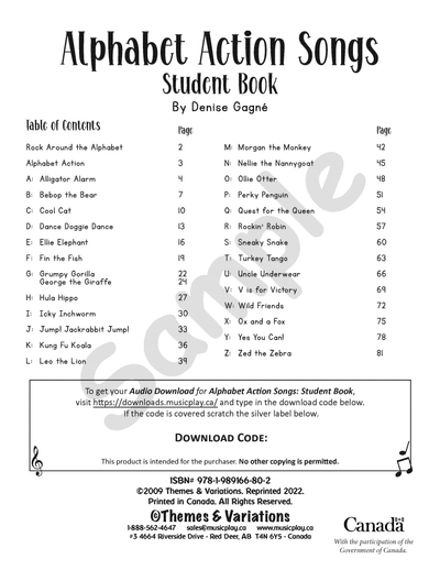 Alphabet Action Songs Student Book