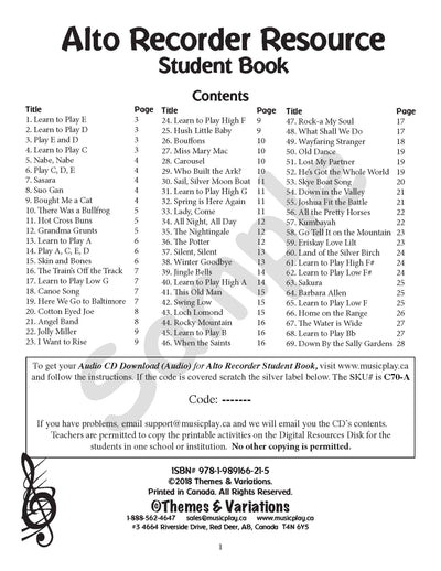 Alto Recorder Resource Student Book