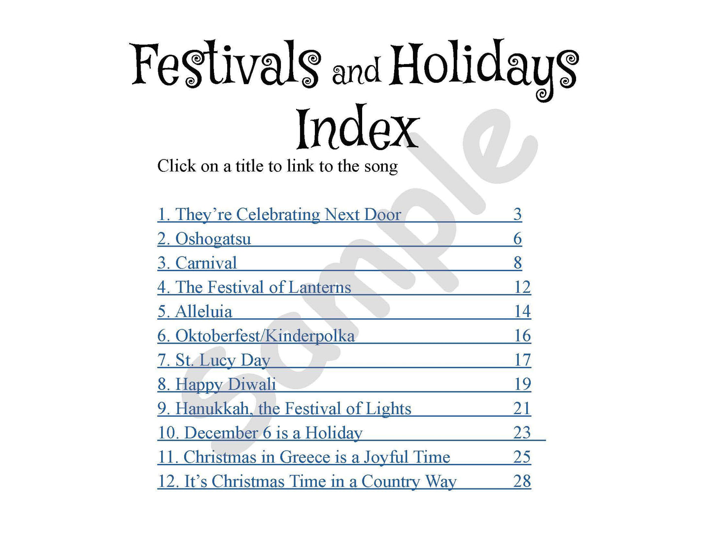 Festivals and Holidays Projectable Index