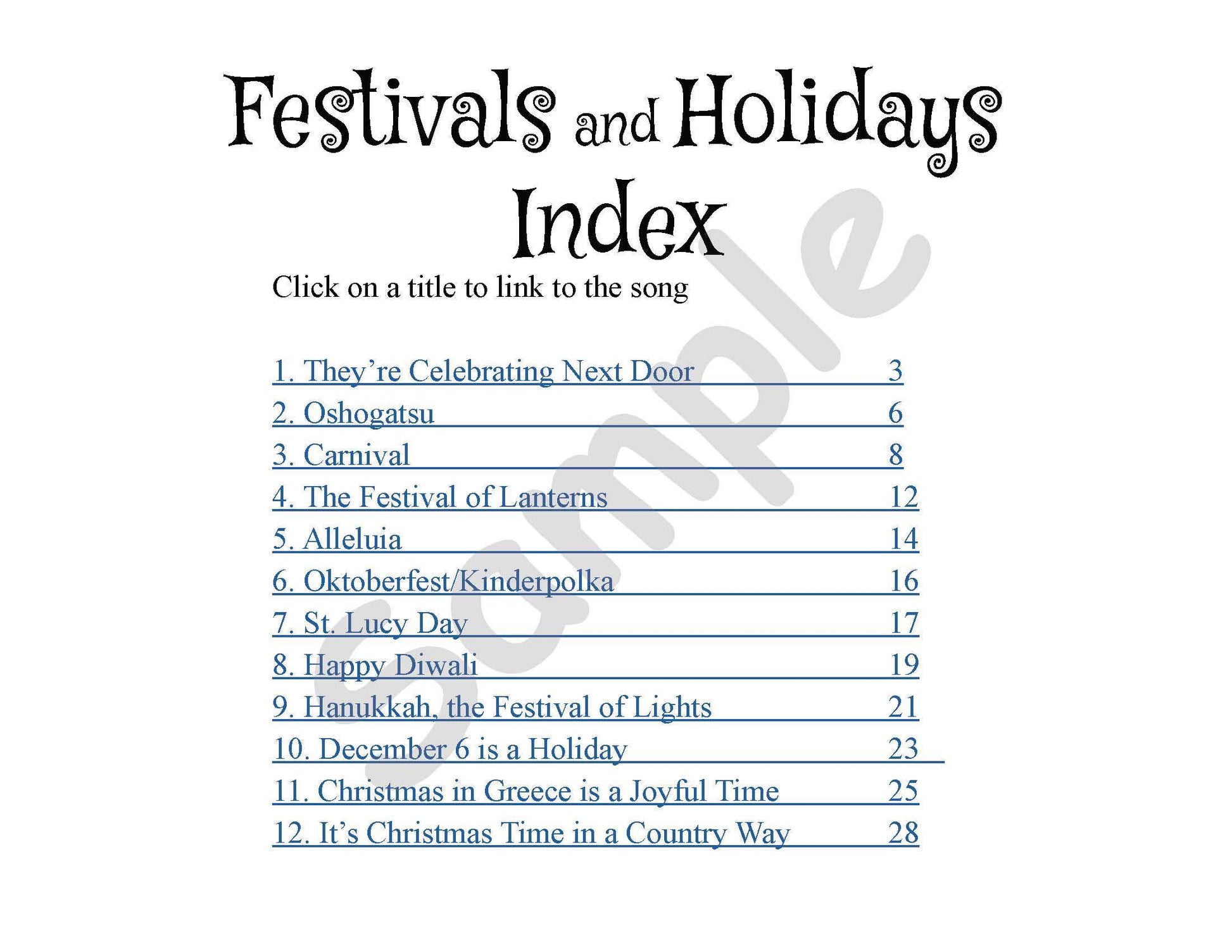 Festivals and Holidays Projectable Index