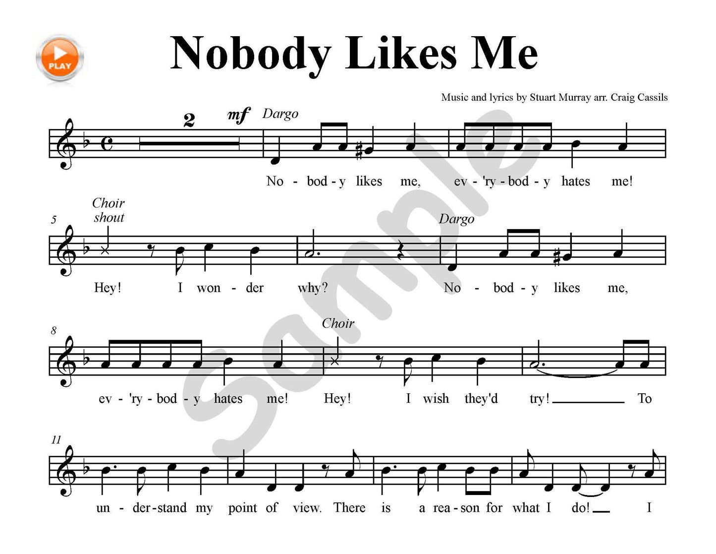 Nobody Likes Me Projectable PDF Example Page