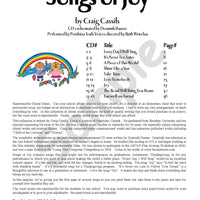 Sample page: The table of contents for Songs of Joy