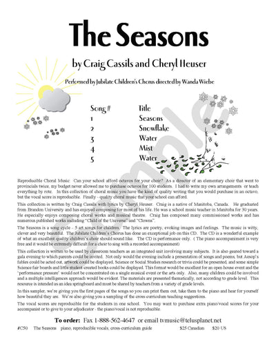 Sample page: The table of contents for The Seasons