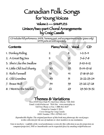 Canadian Folk Songs for Young Voices Volume 2 - SA