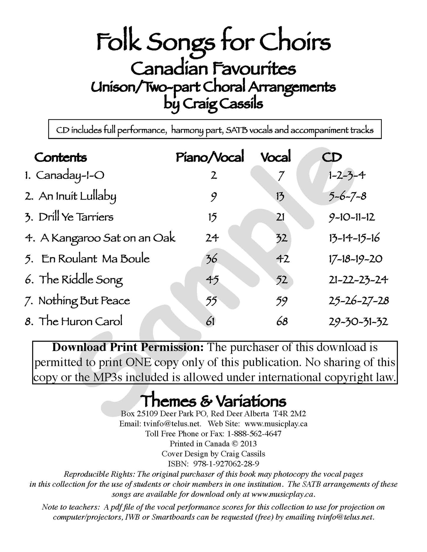 Folk Songs for Choirs - Canadian Favorites