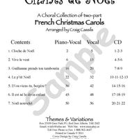 Chants de Noël Book Index/Table of Contents