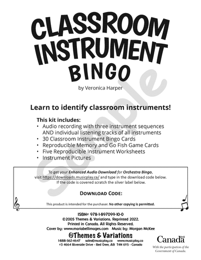 Classroom Instrument Bingo