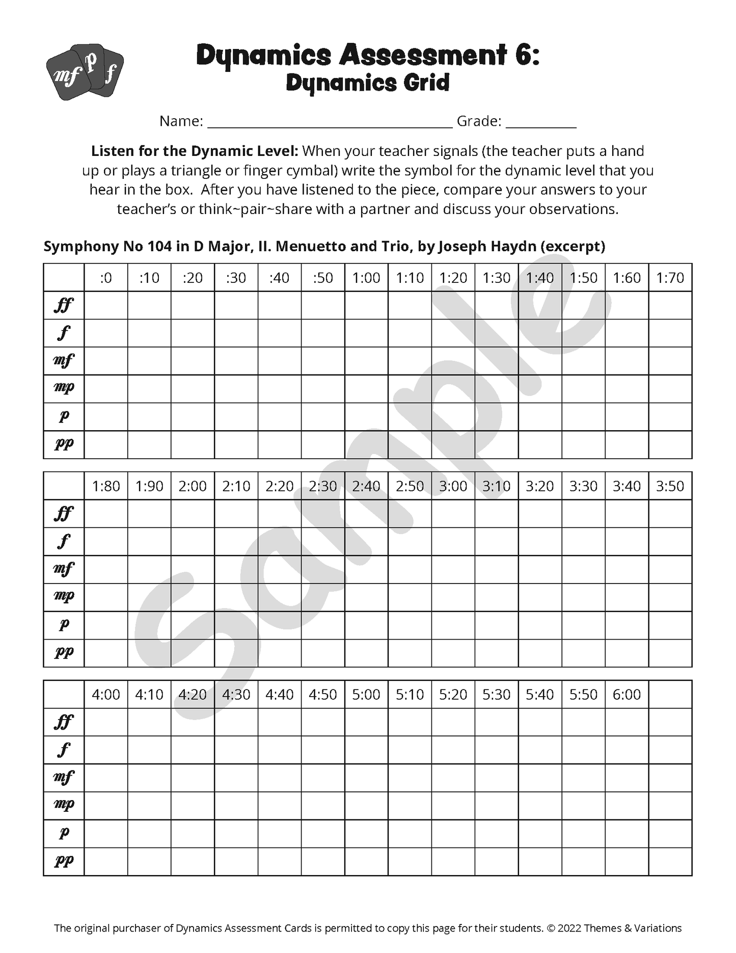 Dynamics Assessment Cards