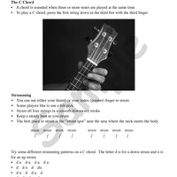 Sample page: Instructions on how to strum the C chord