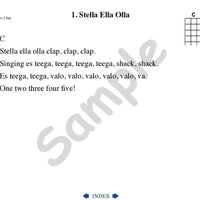 Sample slide: The lyrics and tabs for "Stella Ella Olla"