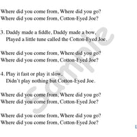 Sample slide: Lyrics for "Cotton Eyed Joe"