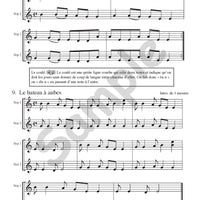 Sample page: The sheet music for two songs in J’apprends la flûte a bec/CD 2